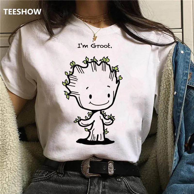 2020 Nove T-shirt Srčkan Bady Groot Natisnjeni Vrhovi priložnostne ženske Tshirt Tee Smešno Moda Modi Risank Anime T Shirt Harajuku Obrezano