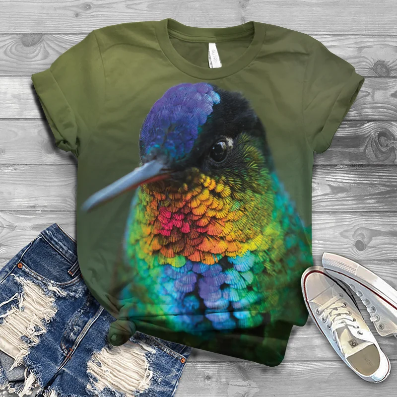 2020 nove vroče prodaje kratka sleeved poletje 3D živali T-shirt tiskanje kratka sleeved par T-shirt ptica vrh glave ulica oblačila