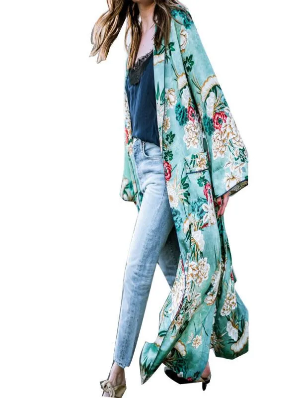 2020 Nove Ženske Bohemia Cvetlični Tassel Dolgo Kimono Prevelik Šal Vrhovi ženske oblačila camisa feminina dropshipping #A35