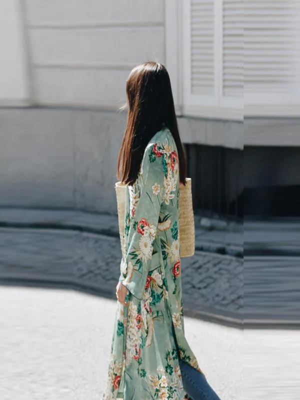 2020 Nove Ženske Bohemia Cvetlični Tassel Dolgo Kimono Prevelik Šal Vrhovi ženske oblačila camisa feminina dropshipping #A35