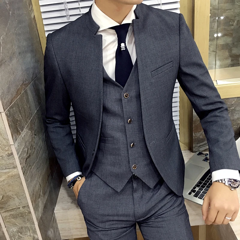 2020 novi korejski poročno obleko stojala za ovratnik suknjič men ' s self-gojenje business casual dobre kakovosti ustreza moška jakna
