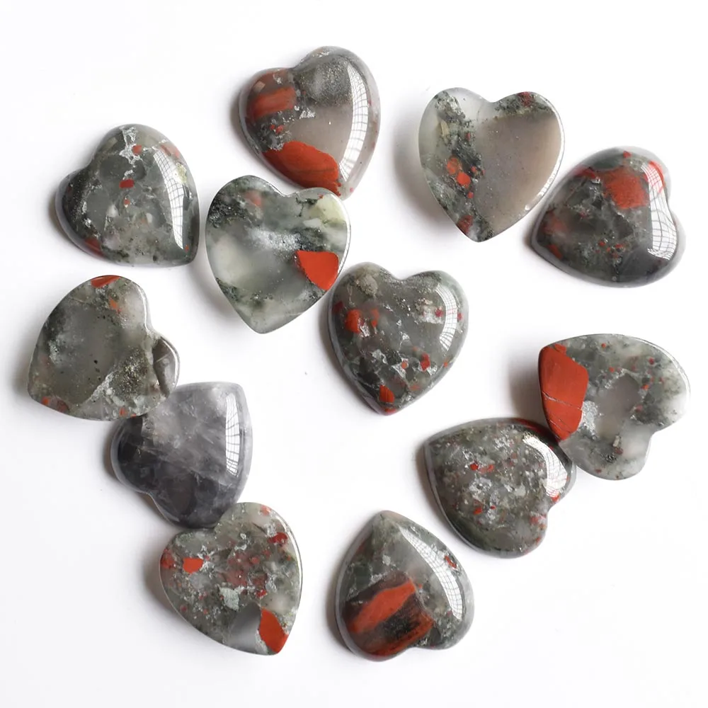 2020 novih kakovostnih naravnih Bloodstone kamen, srce oblika cab cabochons kroglice za nakit, izdelava 25 mm debelo 12pcs/veliko brezplačno