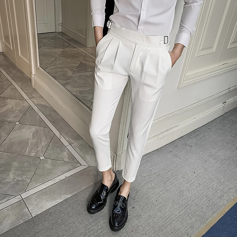 2020 NOVO Belo Poročno Obleko Hlače za Moške Poslovna Obleka Hlače Priložnostne Slim Fit Formalno Hlače Pantalon Kostum Obleko Hlače Moški