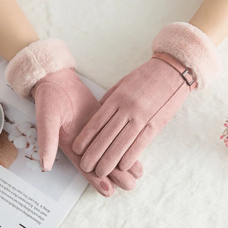 2020 novo jeseni in pozimi toplo ženske rokavice antilop dvojno plast Plišastih zadebelitev jahanje na zaslonu na dotik rokavice zimske rokavice