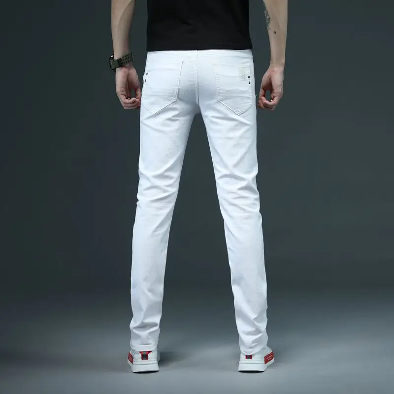 2020 Novo Klasični Slog Poletne Moške Bele Skinny Jeans, Moda za Priložnostne Poslovni Odsek Traper Hlače Moški blagovna Znamka Hlače 28-38