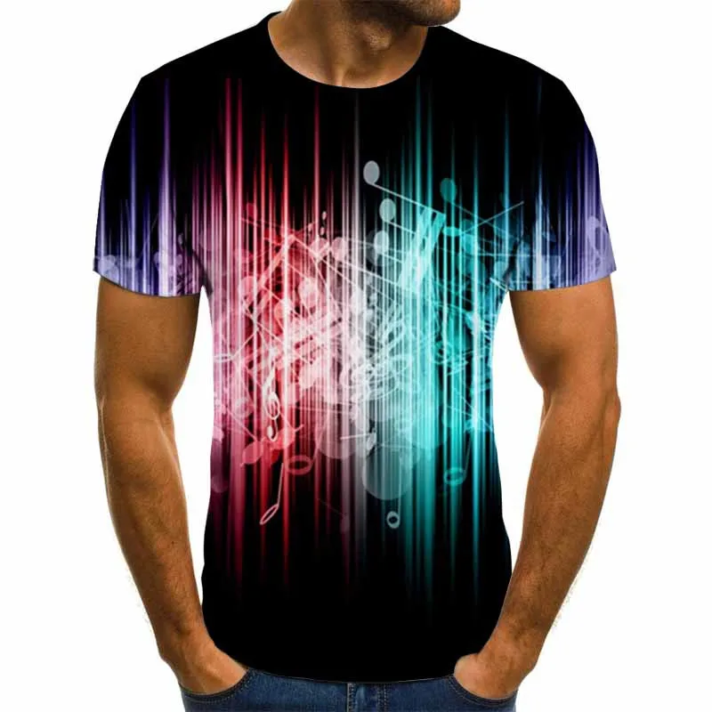 2020 Novo Mens 3d Kitara Natisnjeni Moda Kratkimi Rokavi T Shirt Dnevno Kratek Rokav Tee Tshirt Ženske Psihedelični Oblačila