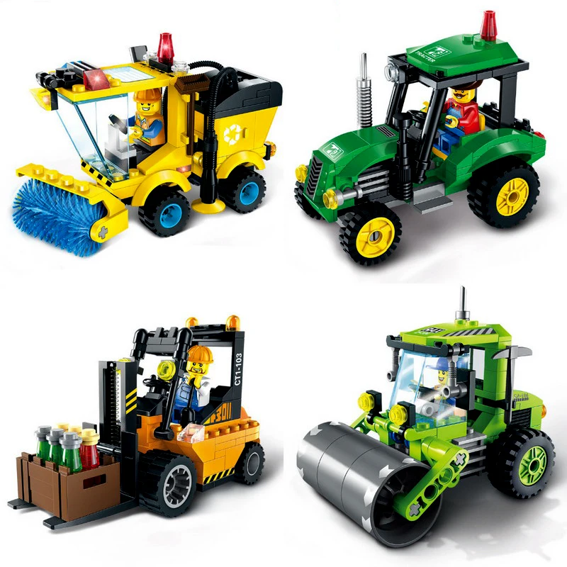 2020 Novo Mesto Gradnje Ceste Roller Tovornjaka Viličarja Traktor Metla Gradniki Otroci Igrače Združljiv Mesto Opeke
