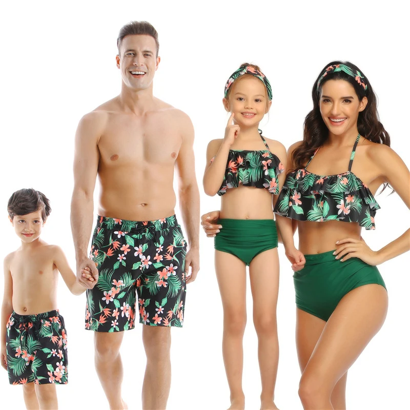 2020 Novo Poletje Moda Natisnjeni Družino Ujemanje Kopalke Mati In Hči Kopalke Bikini Oče In Sin Plaža Hlače