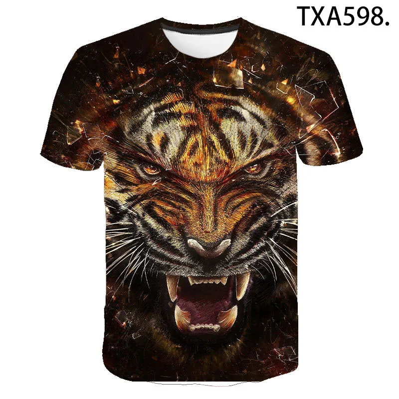 2020 Novo Poletje Tiger 3D Majice Priložnostne Fant dekle Otroci Moda Kratkimi Rokavi Moški Ženske Otroci Natisnjeni T-shirt Kul Vrhovi Tee