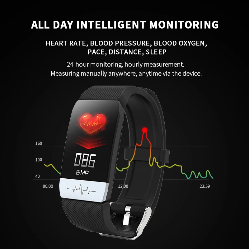 2020 Pametna Zapestnica T1s Telesne Temperature EKG Fitnes Tracker Nepremočljiva Srčnega utripa Pametno Gledati Šport Moški Ženske Band