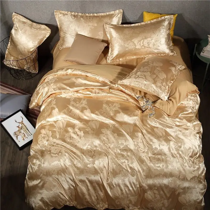 2020 Plemenito saten svila 4 Kos posteljni set,Doma Tekstil King size postelja nastavite,bedclothes,rjuhe kritje ravno list pillowcases Debelo