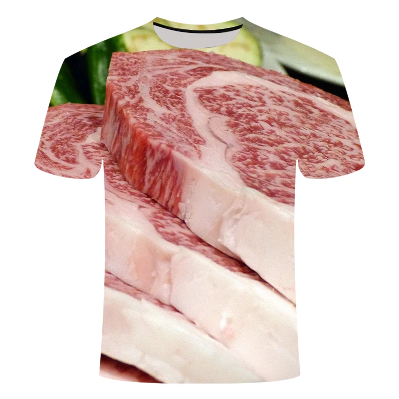 2020 poletje govejega mesa, prašičjega mesa t-shirt črni poper zrezek moške 3DT majica hip hop street smešno majico živali krave top hrano prašičev majica S-6XL