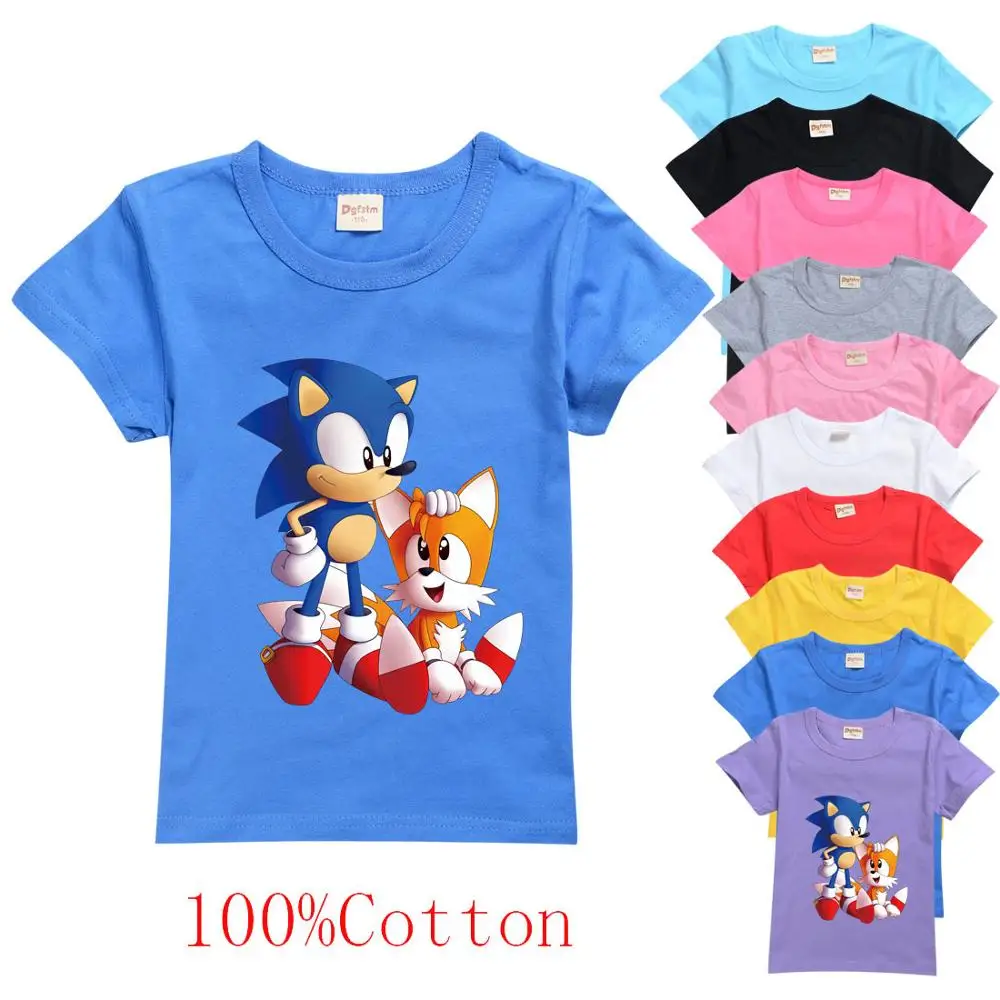 2020 Poletje Moda Sonic hedgehog T-shirt Otrok Fantje Kratek Rokav T Shirt sonic Tees Baby Otroci 3D Vrhovi Za Dekleta Obleke