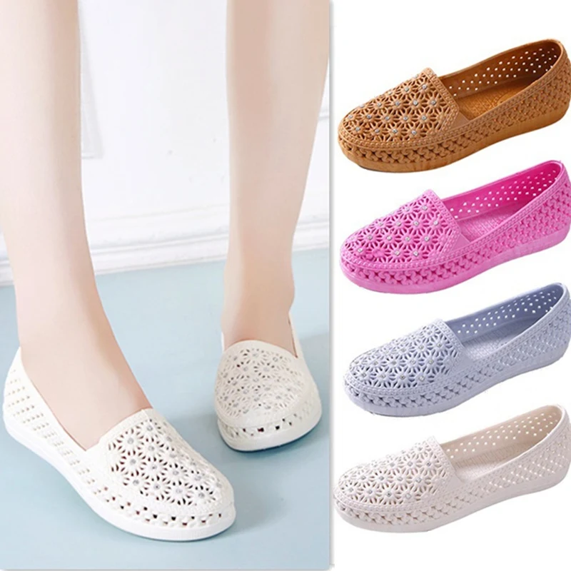 2020 poletje novo luknjo čevlji ženske sandale študent korejski ravno čevlji plaži votlih mehko-soled čevlji ženske