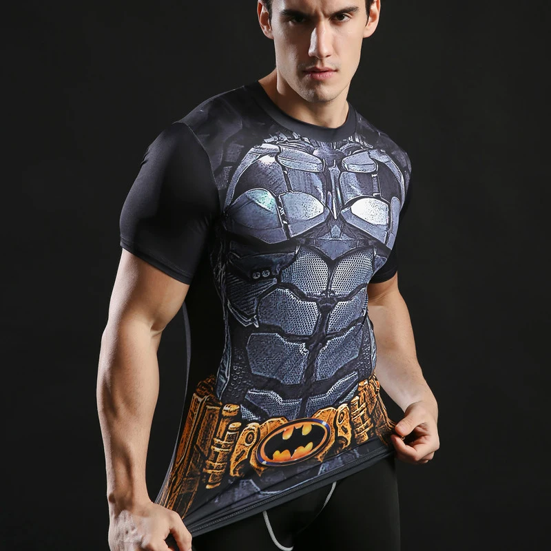 2020 Poletje Telovadnici Majico Šport Majica s kratkimi rokavi Moški Usposabljanje Tees Fitnes Vrhovi Quick Dry, ki Teče TShirt Moški Vaja 3D Batman T-shirt Tiskanje