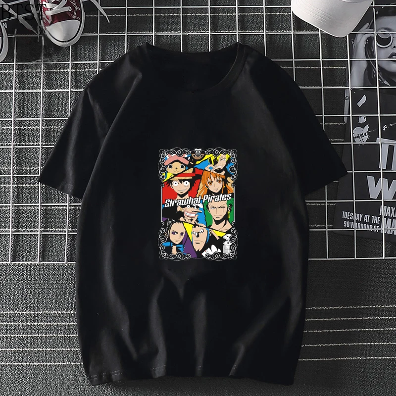 2020 Poletne Moške Luffy slamnik smol logo Majica s kratkimi rokavi Harajuku Smešno Bombažne Majice s kratkimi rokavi Unisex Bombaž udobno Tshirts Anime