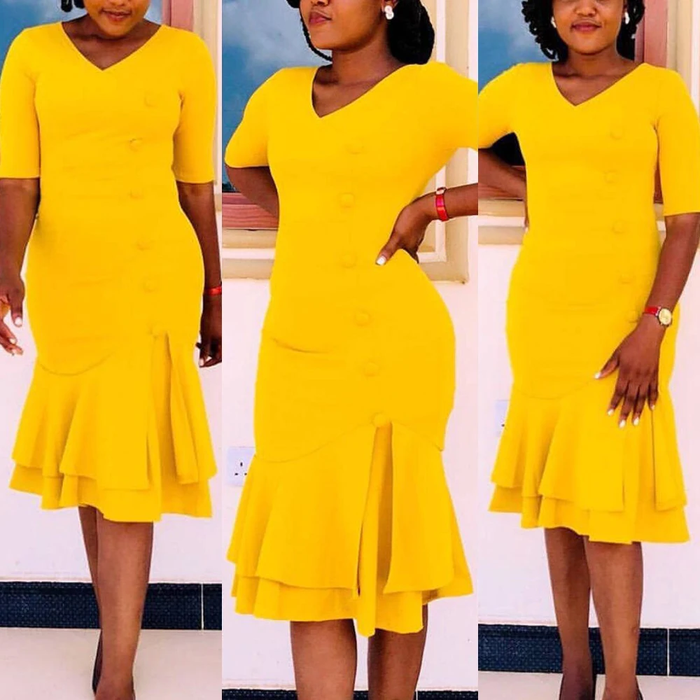 2020 Pomlad Poletje Afriške Ženske Obleke Kratek Rokav Midi Obleke Afriki Urad Plus Velikost Oblačila Bazin Riche Haljo Africaine