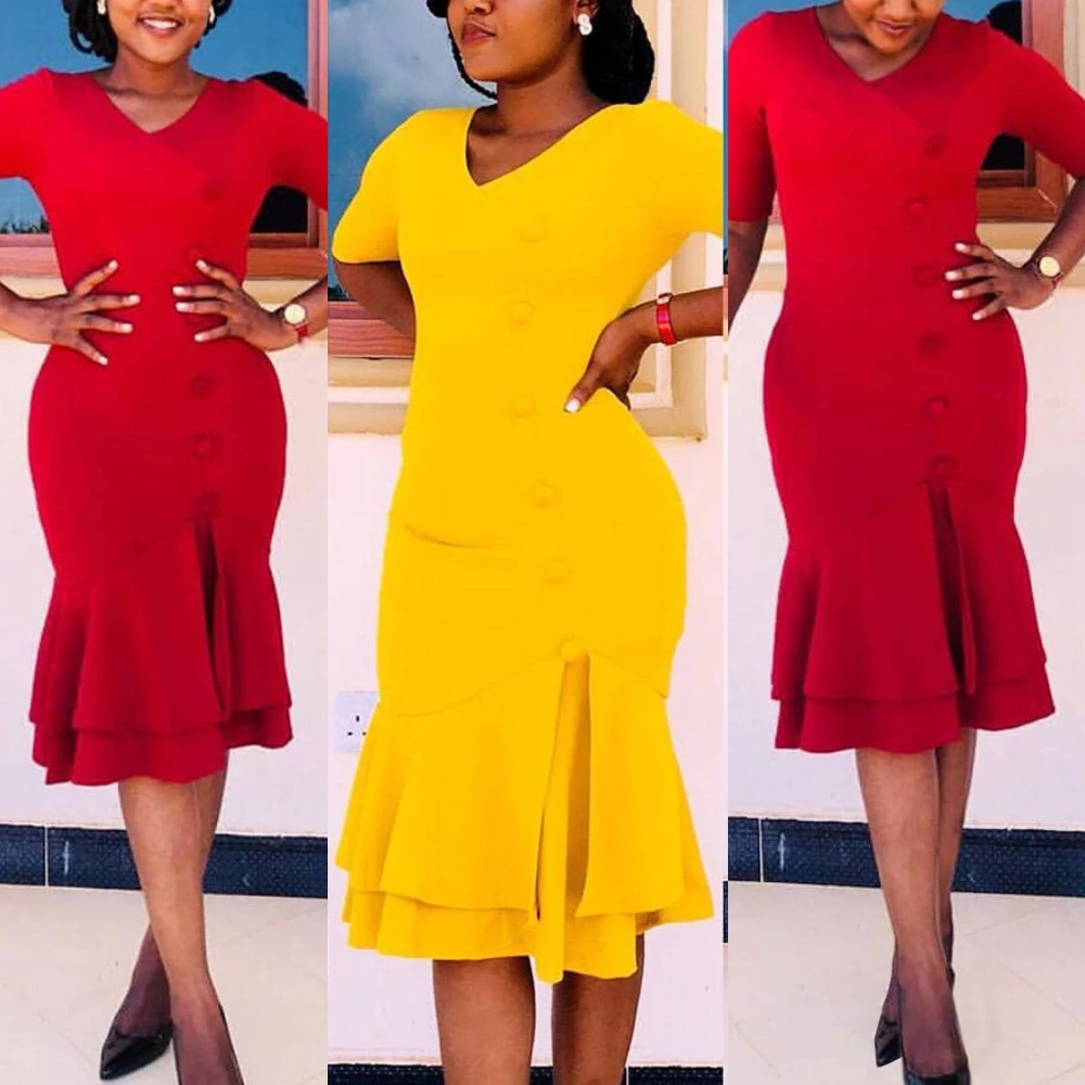 2020 Pomlad Poletje Afriške Ženske Obleke Kratek Rokav Midi Obleke Afriki Urad Plus Velikost Oblačila Bazin Riche Haljo Africaine