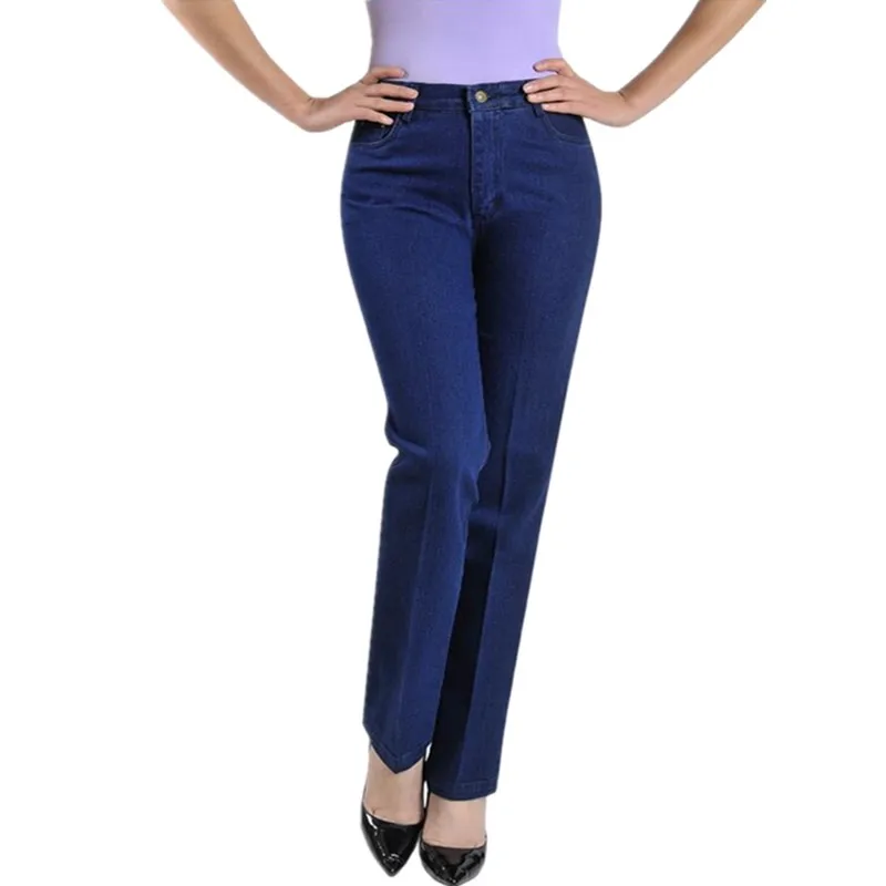 2020 Pomlad Poletje Jesen Ženske jeans Visoko Elastični Pas Plus Velikost Jeans hlače naravnost Denim Jeans Hlače Ženske