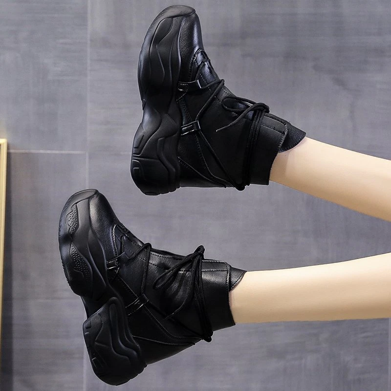 2020 Pozimi Klini čevlji Za Ženske Škornji Močen Platforma Čevlji Modne blagovne Znamke Žensk 9 cm Visoke Pete Usnje Škornji Ženske