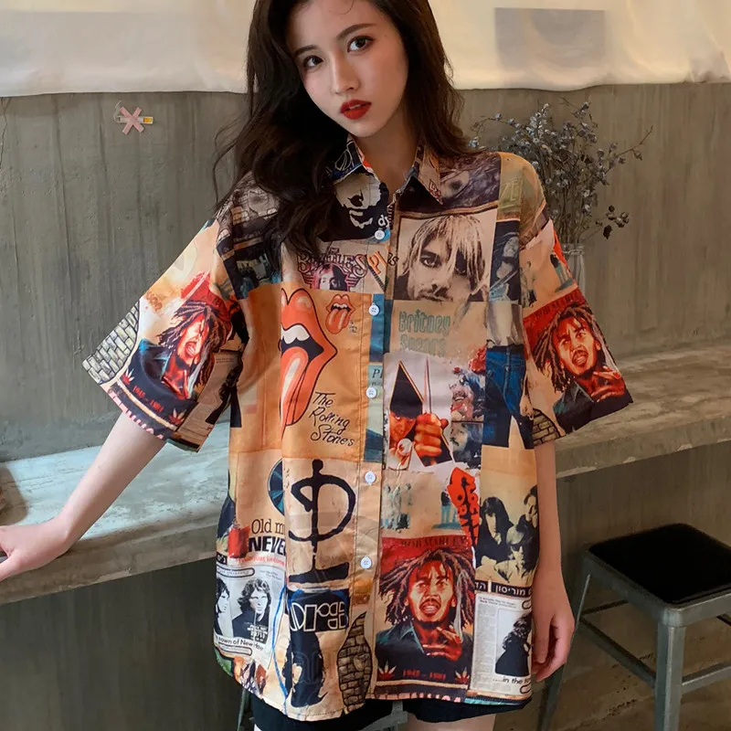 2020 Retro Vintage francoski Bluzo Majica Kratek Sleeved Poletje v korejskem slogu, Hip Hop Modo Ohlapno Fit Ženske Majica Vrhovi