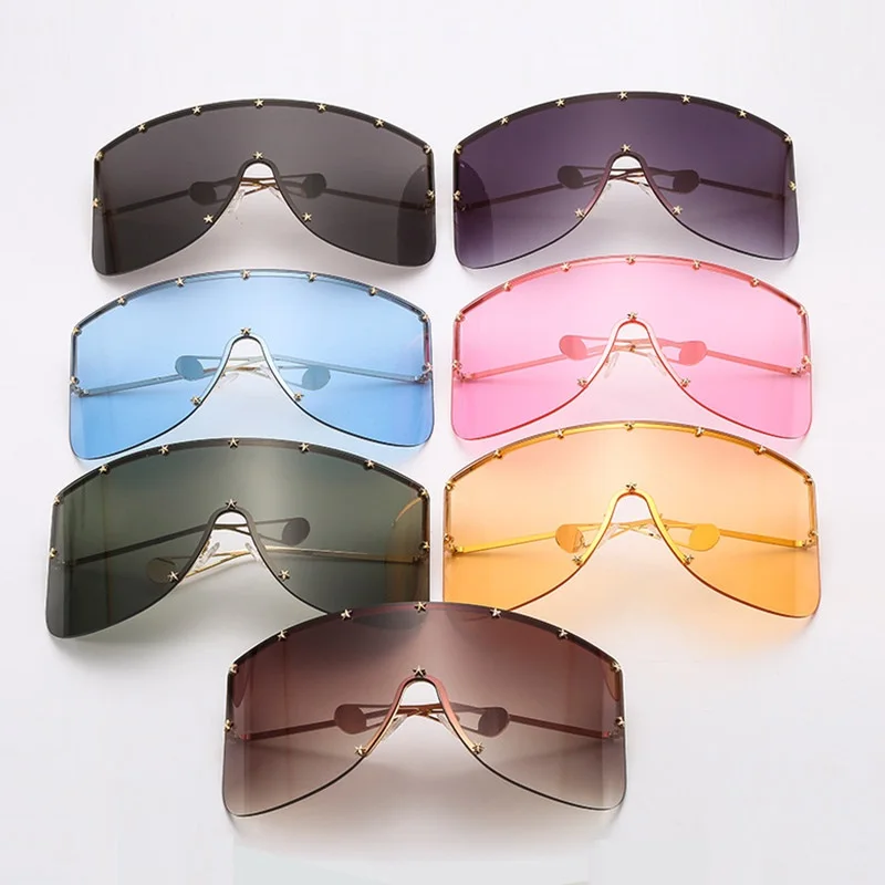 2020 Star Oversize Kvadratnih ženska sončna Očala Moške blagovne Znamke Oblikovalca Enem Kosu Masko in Očala za Sonce, Za Ženske Ščit Odtenki Buljiti UV400
