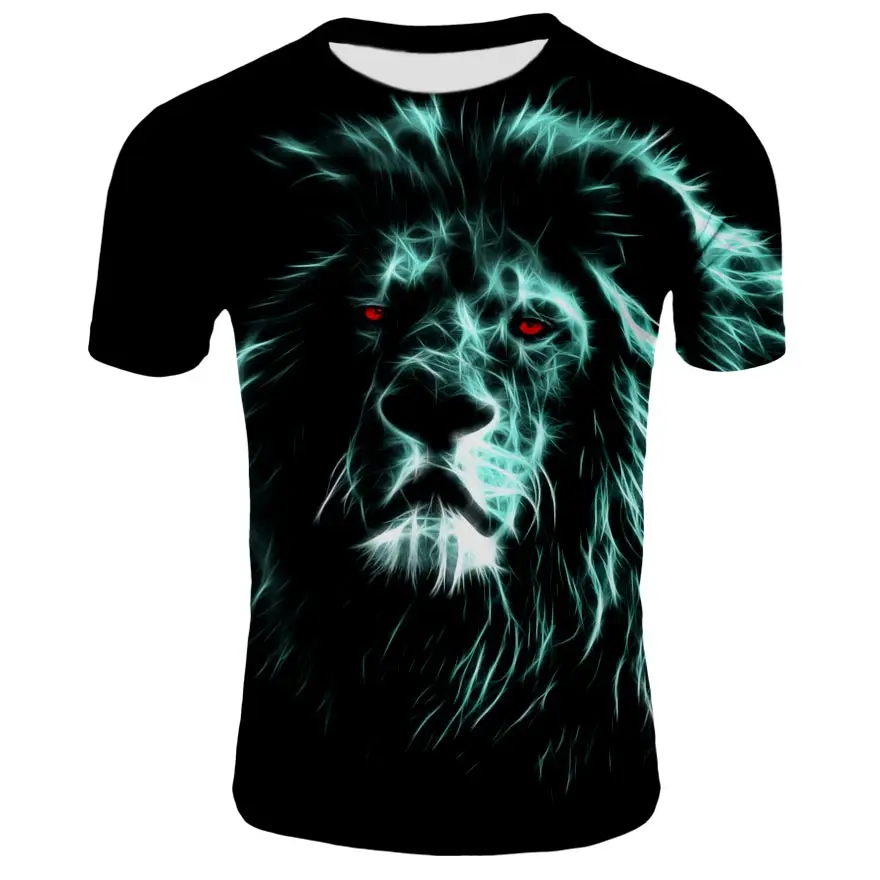 2020 verano 3DT camisa de manga corta 3D tridimensional leona rugido ropa hombres y mujeres ropa niños 3D hombres camiseta