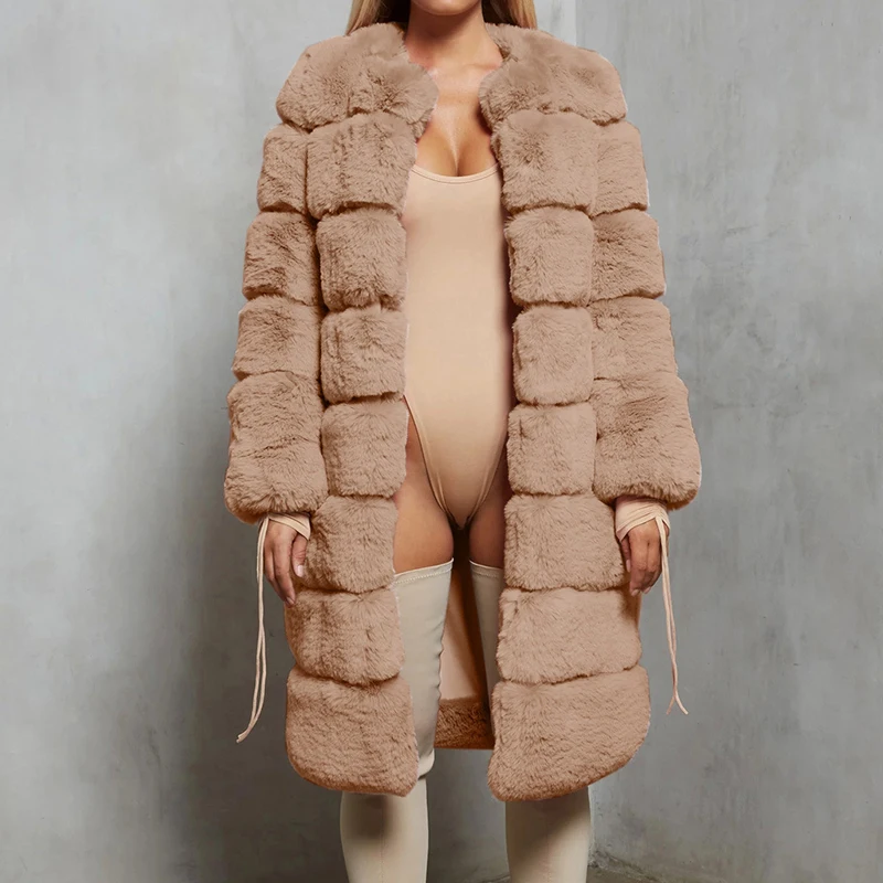 2020 Vroče Prodaje Topel Zimski Suknji Moda, Lisica Krzno Plašč Velikosti Žensk Specializiranimi za umetno Krzno Plašč Ženske Roza Črni 6XL