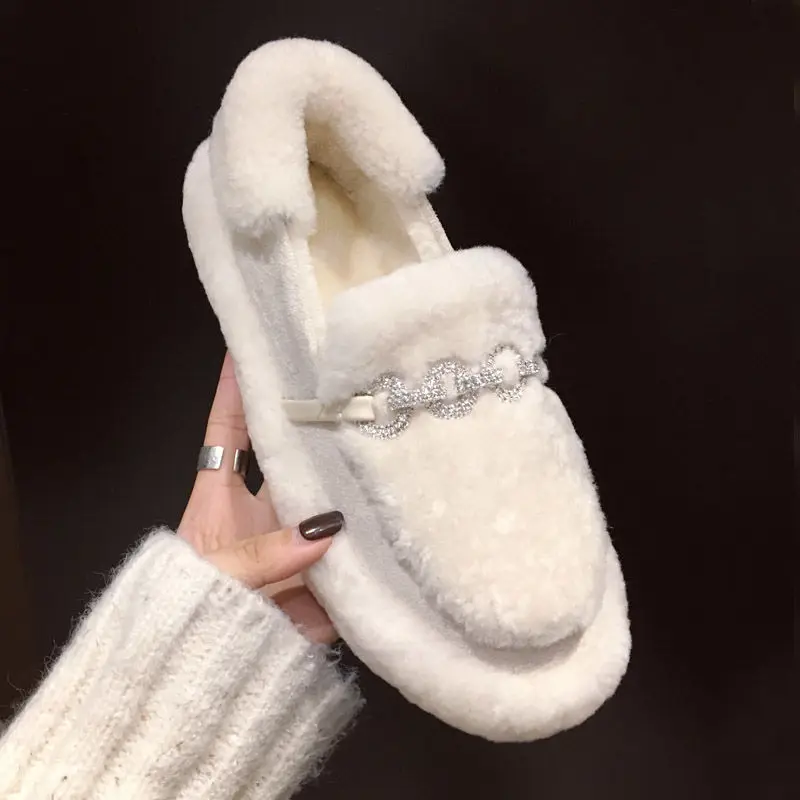 2020 Čevlji Ženske Zimske WarmFlat Čevlji Priložnostne Loafers Zdrsne na Žensk Stanovanj Plišastih Čevlji