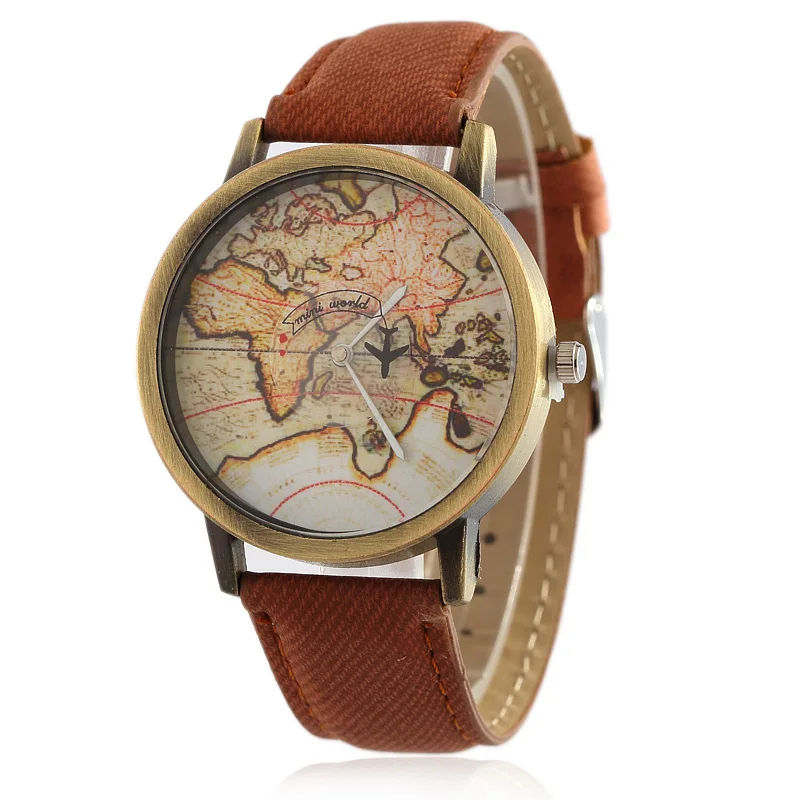 2020 Ženske Watch Global Let Zemljevid ura Ženske Multicolor Denim Watch Priložnostne Žensk Quartz uro Relogio Feminino Reloj Mujer