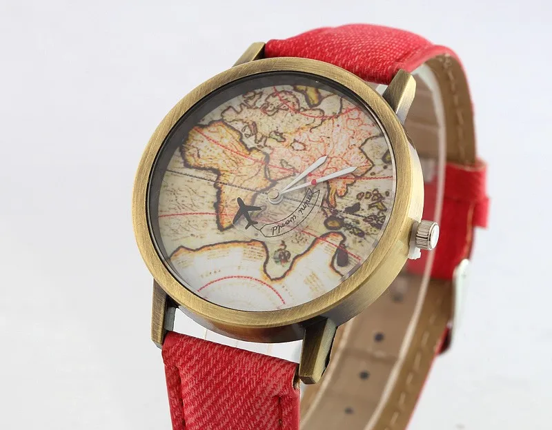 2020 Ženske Watch Global Let Zemljevid ura Ženske Multicolor Denim Watch Priložnostne Žensk Quartz uro Relogio Feminino Reloj Mujer