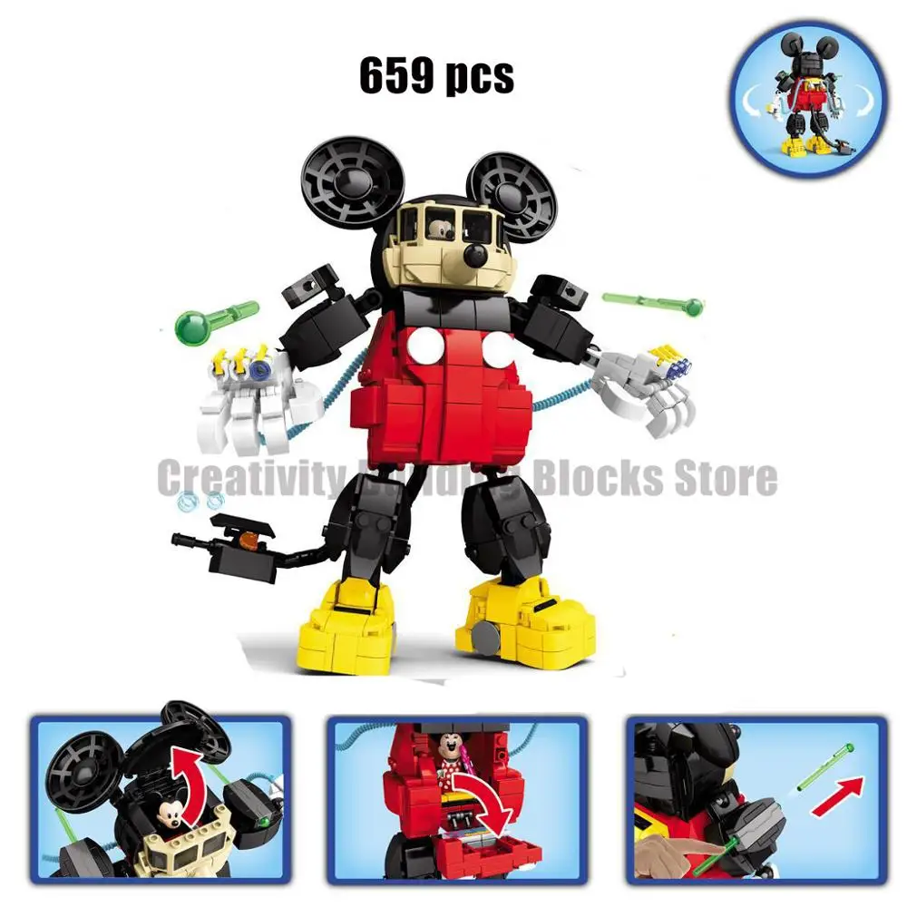 2020New Disney Risani Lik Mickey Stara Raca Mecha Robot Model Gradnik Set otroške Igrače otroška Božična Darila