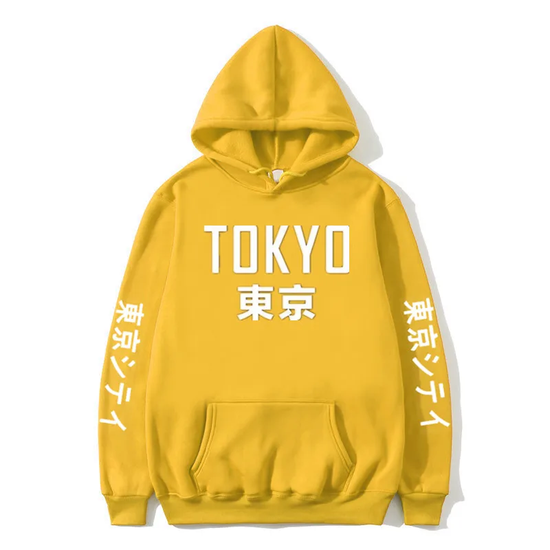 2020New Prihoda Japonska Harajuku Hoodies Tokyo City Tiskanje Puloverju Majica Hip Hop Ulične Plus Velikost Oblačila