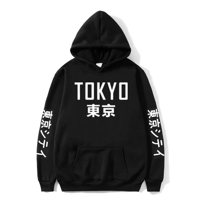 2020New Prihoda Japonska Harajuku Hoodies Tokyo City Tiskanje Puloverju Majica Hip Hop Ulične Plus Velikost Oblačila