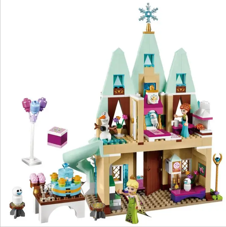 2021 Disney Zamrznjene Sanje Princesa Elsa Ana Ledu Gradu Model Zgradbe Blok Nastavi otroci igrače za Rojstni dan Božično darilo slika igrače