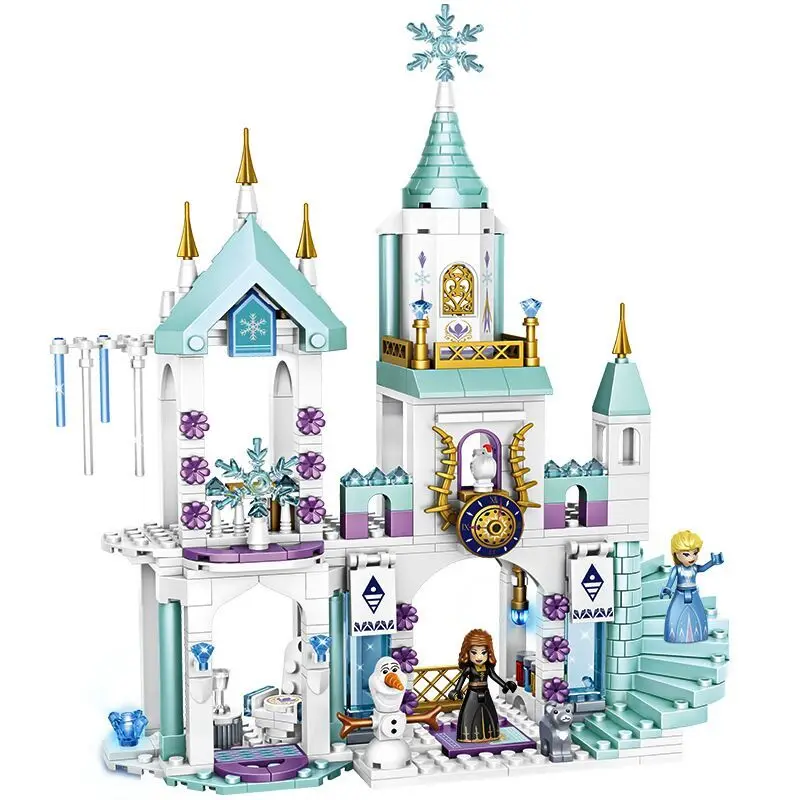 2021 Disney Zamrznjene Sanje Princesa Elsa Ana Ledu Gradu Model Zgradbe Blok Nastavi otroci igrače za Rojstni dan Božično darilo slika igrače