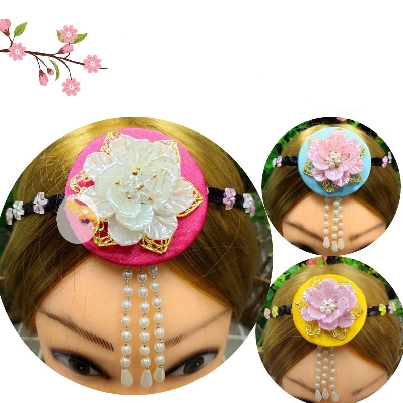 2021 hanbok hairband ženske rose pribor za lase korejski tradicionalna oblačila kika pokrivala Cosplay Stranka Igra Darilo