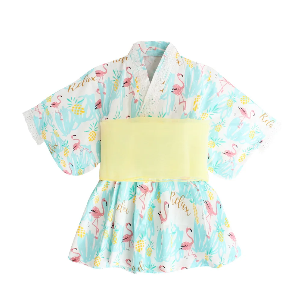2021 Japonski dekleta kimono obleke poletje jesen dolg rokav kopalni plašč obleko luštna punca otroci obleke