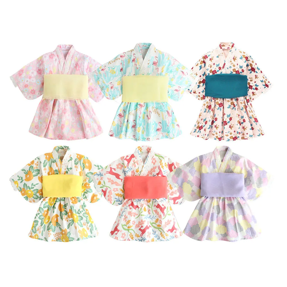 2021 Japonski dekleta kimono obleke poletje jesen dolg rokav kopalni plašč obleko luštna punca otroci obleke