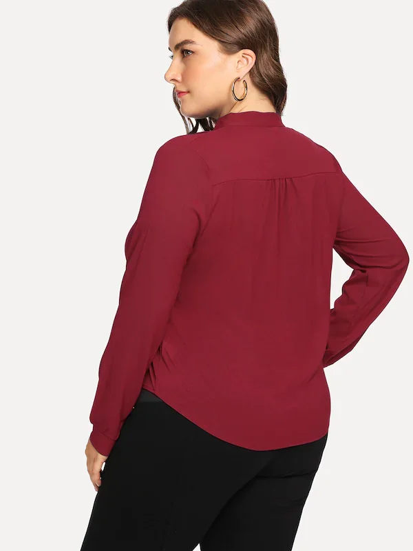 2021 Jeseni Dolg Rokav Nov Modni Proti-vrat Šifon Bluzo Ženske Plus Velikost 5XL XXXXL Priložnostne Tassel Lok Kravato Vrhovi