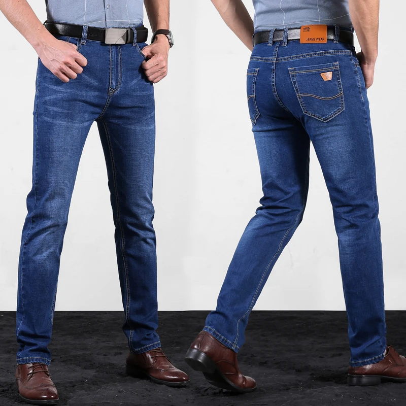 2021 Jeseni, Pozimi Novih Moških Elastično Bombažne Stretch Jeans Hlače Straight Fit Traper Hlače za Moške blagovne Znamke Moda Velika Velikost 38 40