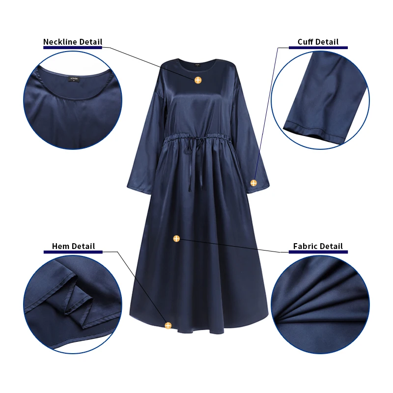 2021 Moda Sundress VONDA Posadke Vratu Maxi Obleko Priložnostne Trdna Dolg Rokav Čipke Obleke Vestidos Ženskih Kolen Dolžino Haljo 5XL