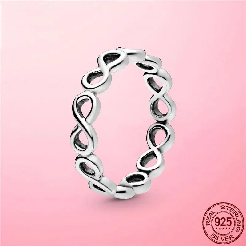 2021 Nova Romantična 925 Sterling Srebro Preprost Infinity Band Ring Tesnilo za Ženske Stackable Neskončno Srebro Ženske, Nakit Darilo