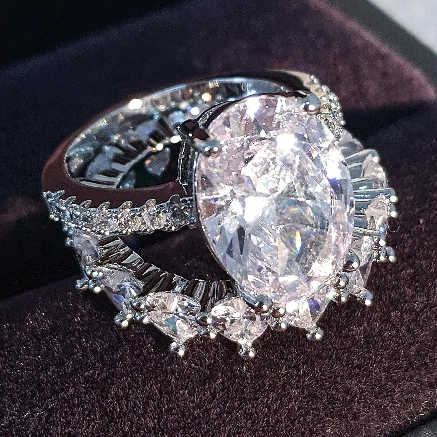 2021 nove luksuzne krog 925 sterling silver ring set za ženske lady obletnice, darila nakit dropshipping R5694