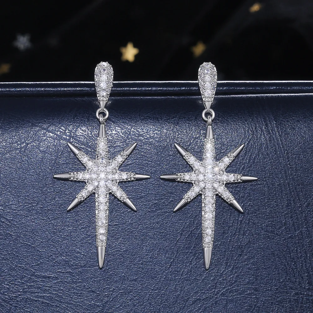 2021 nove luksuzne Zvezde 925 sterling srebrni uhani za ženske, obletnice, darila nakit trgovini moonso E5890