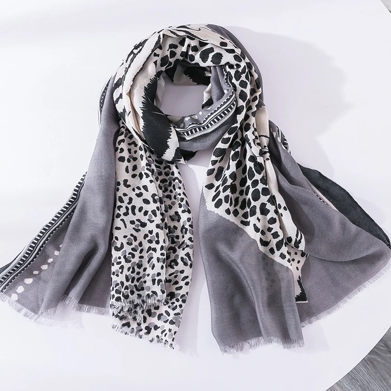 2021 Nove Modne Ženske Bombaž Šal Lep Leopard Vzorec Plažo, oblačila Hidžab Šali in Obloge Ženski Foulard Echarpe Oblikovalec 180*90 cm