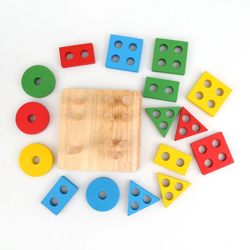 2021 Otroške Igrače Izobraževalne Lesena Geometrijska Sortiranje Odbor Montessori Otroci Izobraževalne Igrače Stavbe Puzzle Otrok Darilo