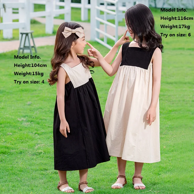 2021 Poletje Nova Dekleta Obleke Lok Baby Princesa Obleko Dveh Barvah Mozaik brez Rokavov Otroci Bombaž Obleke za Otroke, #8291