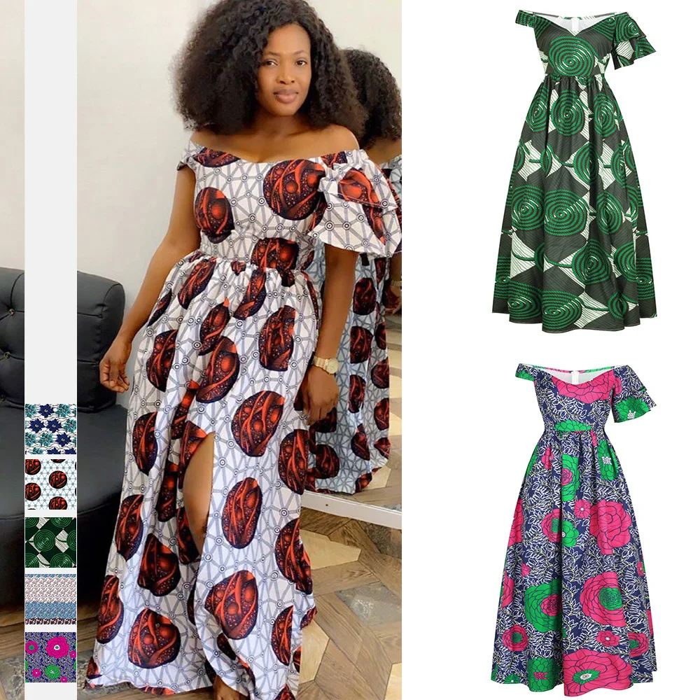 2021 Pomlad Afriške Dashiki Tiskanja Obleko za Ženske Seksi Poševnica Vratu brez Rokavov Maxi Split Obleko Bližnjem Vzhodu Slog Afriška Oblačila