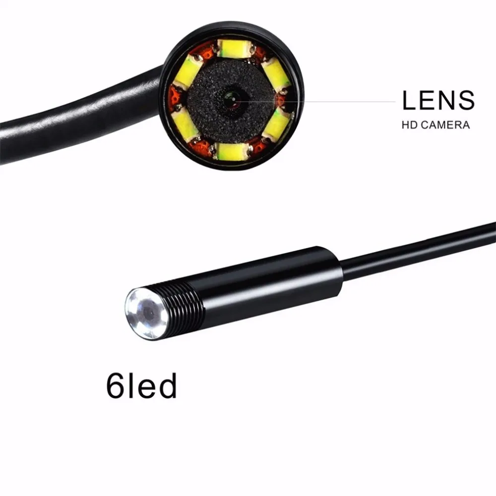 2021 VROČE 2 v 1, 2M 7mm Objektiv USB-Pregledovalna Kamera Nepremočljiva 6 Led Mini USB-Endoskop Borescope Cev Za Android PC Računalnik